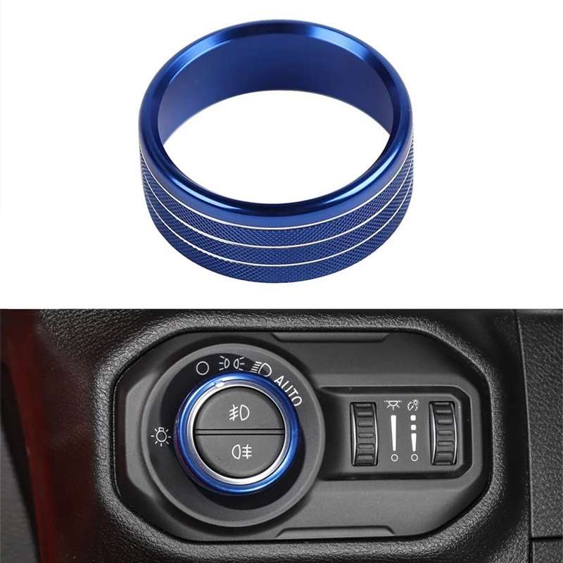 Headlight Air Conditioning Switch Knob Button Decoration Cover Ring for Jeep Wrangler Jl Interior Trim Kit Parts Acces