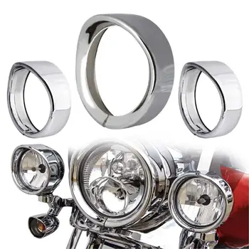 

Motorcycle Chrome / Black 4.5" Auxiliary light Visor Style Passing Lamp Trim Ring Electra Glide softail