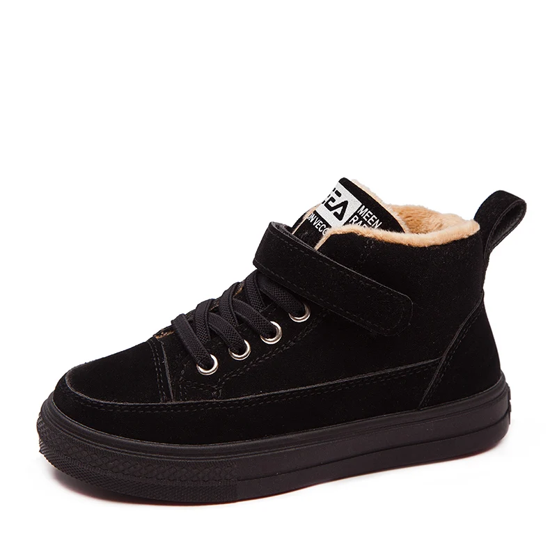 Зимняя Повседневная хлопковая обувь; модный тренд; детская спортивная обувь - Цвет: Black
