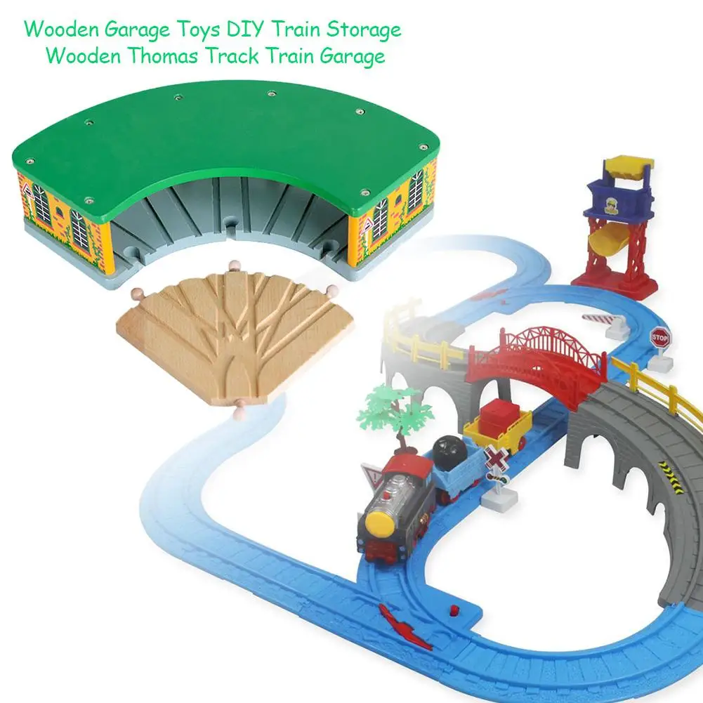 Деревянный игрушечный гараж s DIY для хранения поездов Совместимость с паровозиком Томасом деревянный паркинг игрушечный гараж