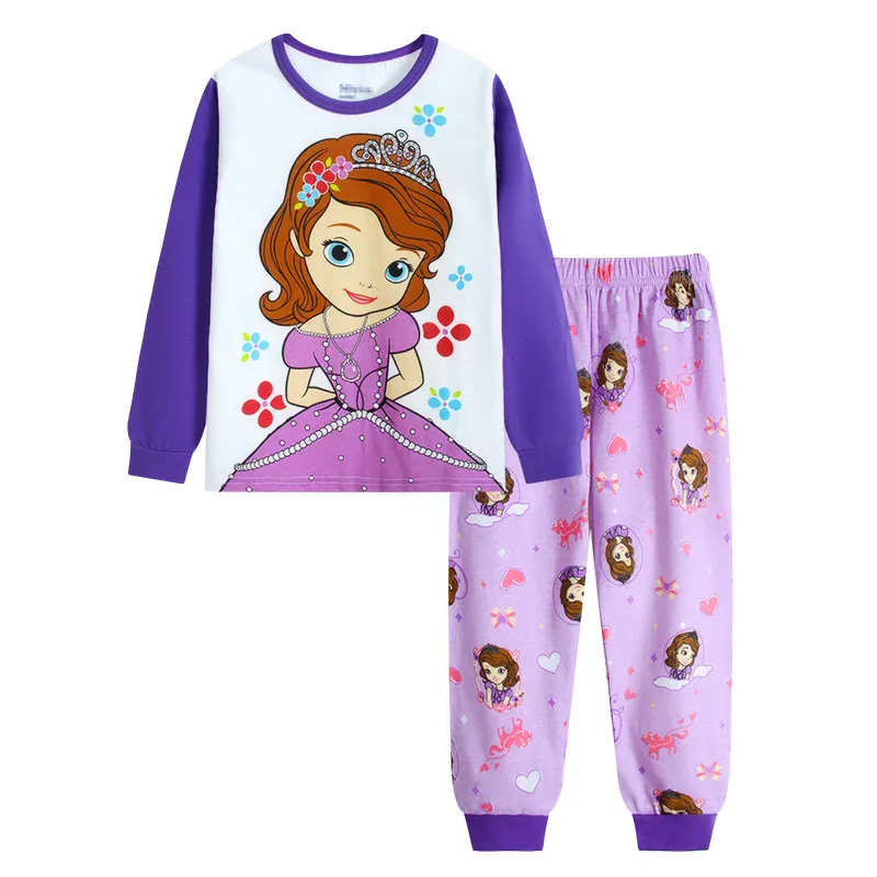 Весна-осень ребенок пижамы Одежда для девочек длинные рукава, хлопок, для детей, детские повседневные Костюмы, одежда для сна на возраст От 2 до 7 лет - Цвет: Флуоресцентный зеленый