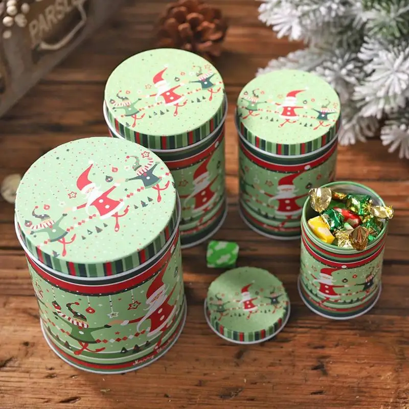 4 шт. Санта Клаус Снеговик Лось карамельная трось сandy cans Рождество Дети износостойкость и долговечность высокой емкости сладости Железный контейнер для хранения коробка