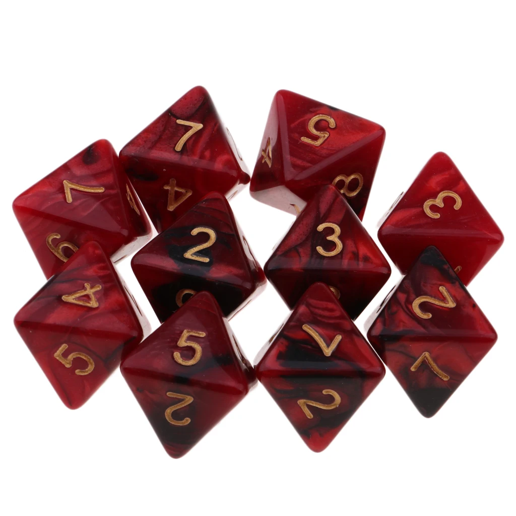 10 Pieces Polyhedral Dice Set Multi-sided Dice D8 for TRPG D& Dragons Game 8-sided Dice Set 