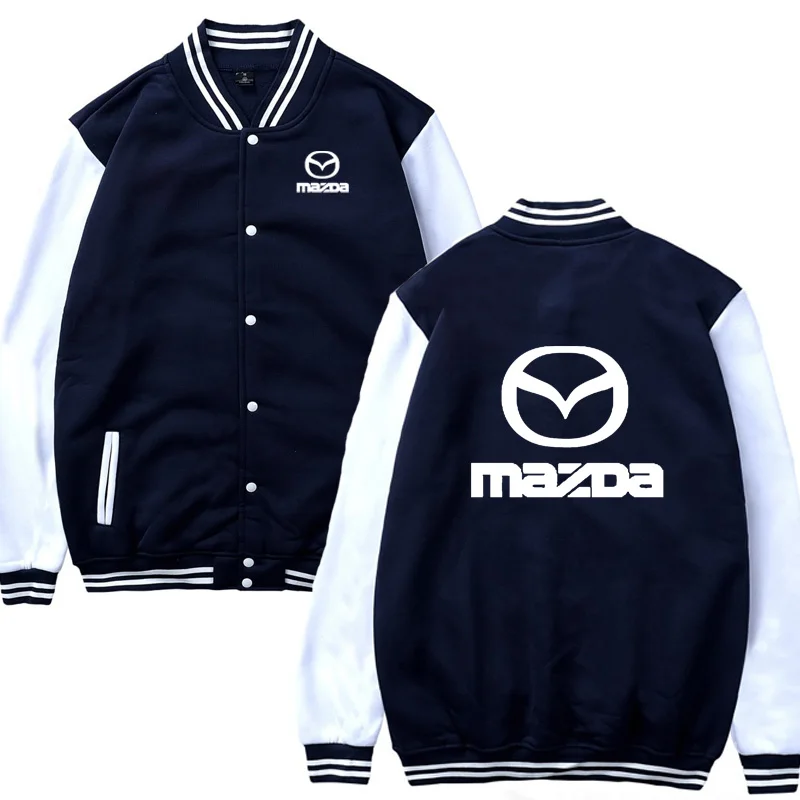 Мужская бейсбольная куртка для автомобилей Mazda с принтом логотипа Повседневная хип хоп Harajuku толстовки мужская бейсбольная форма Slim Fit унисекс Одежда - Цвет: Тёмно-синий