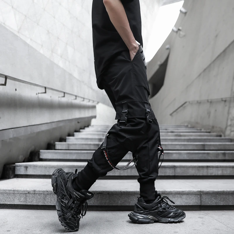 

Black Casual Jogging Pants Multi-pocket Fashion Harem Pants Streetwear Mens Sweatpants 2020 Spring Overalls Men's Trousers