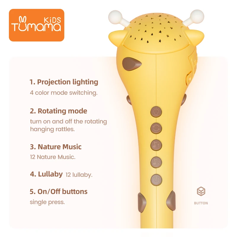 Tumama детская Мобильная кроватка может вращаться на 360 градусов детские игрушки жираф со звездой Проекционные игрушки для новорожденных кровать колокольчик игрушки