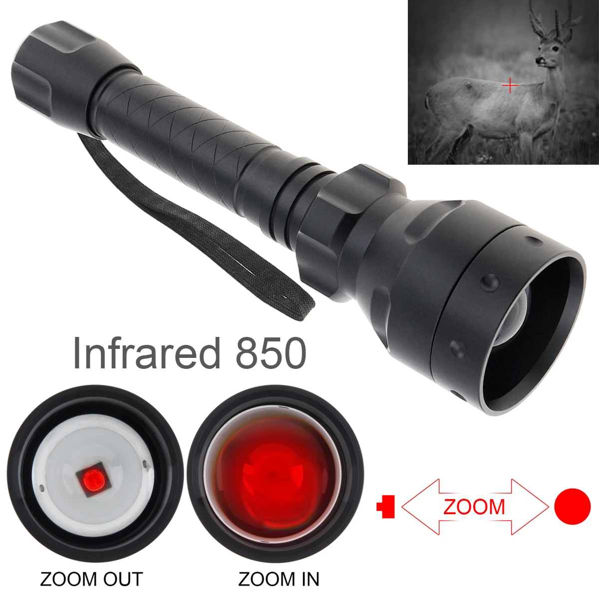 Long Range Infrared Flashlight 10W IR 850nm T50 LED Hunting Night Vision Torch 