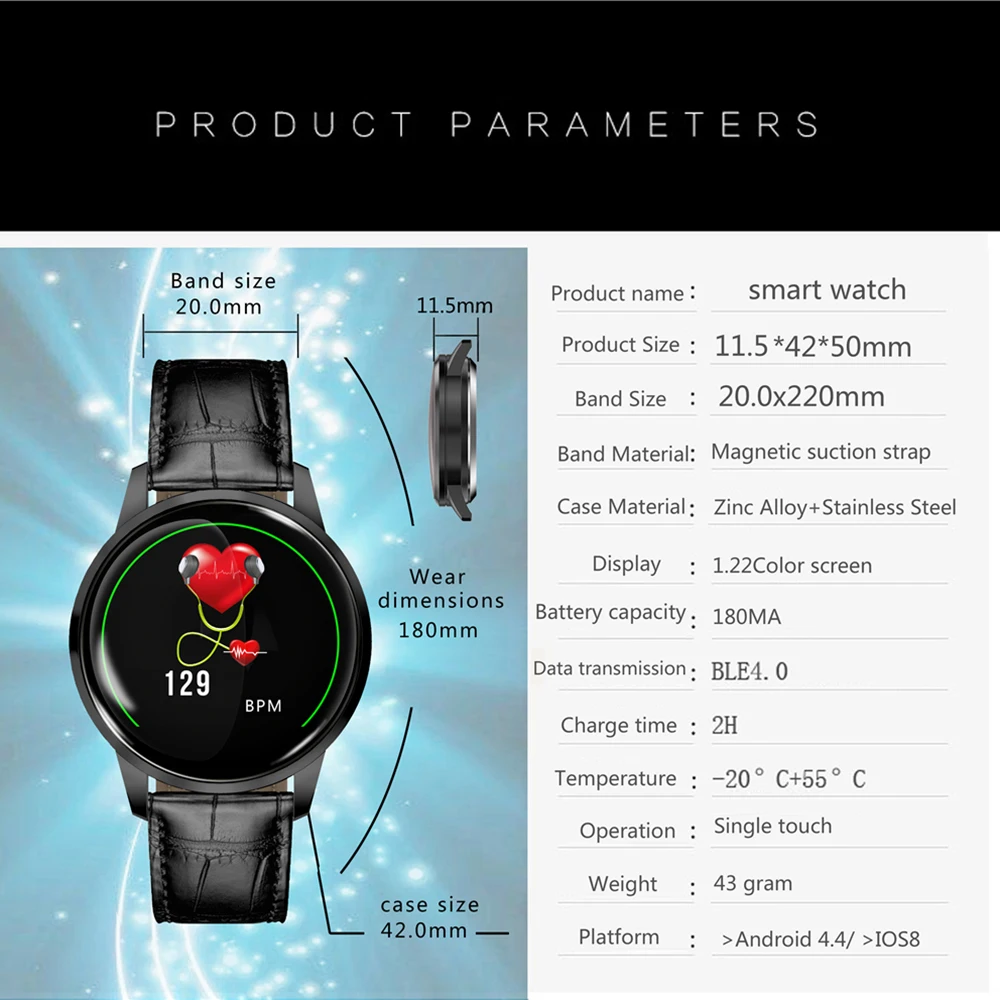 Монитор сердечного ритма мужские умные часы кровяное давление фитнес часы водонепроницаемые мужские спортивные часы для Android IOS