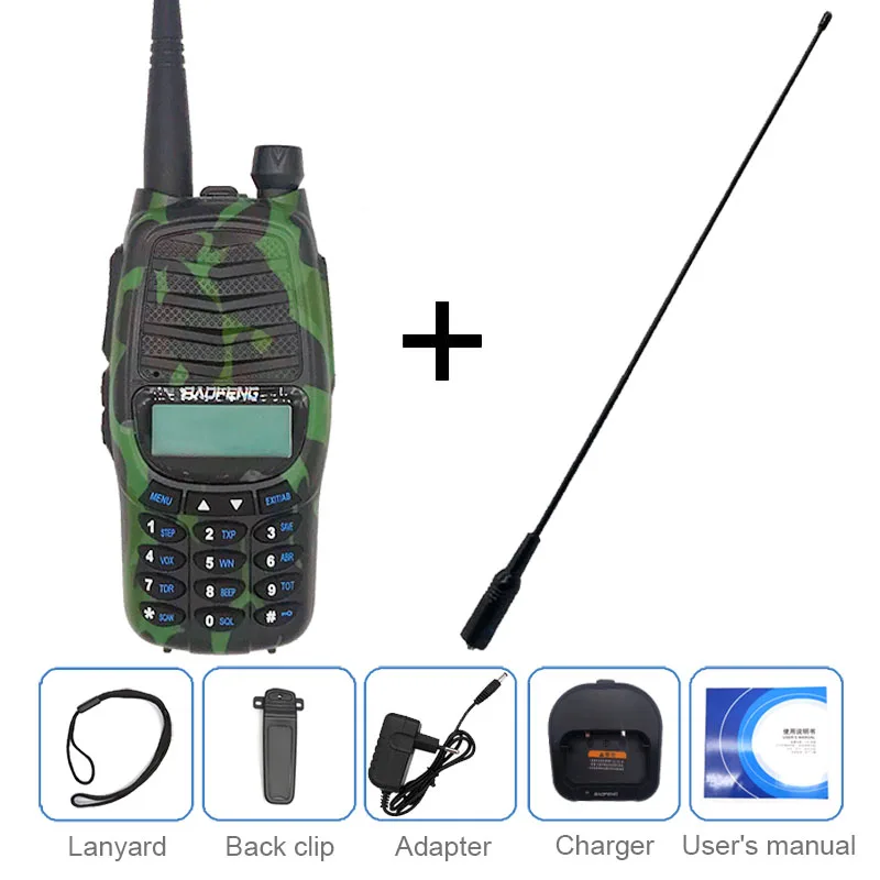Baofeng BF-UV990, 8 Вт, высокомощная рация, 10 км, обновленная VHF УВЧ, ВЧ-трансивер, мощная двухсторонняя радиостанция - Цвет: Camo and antenna