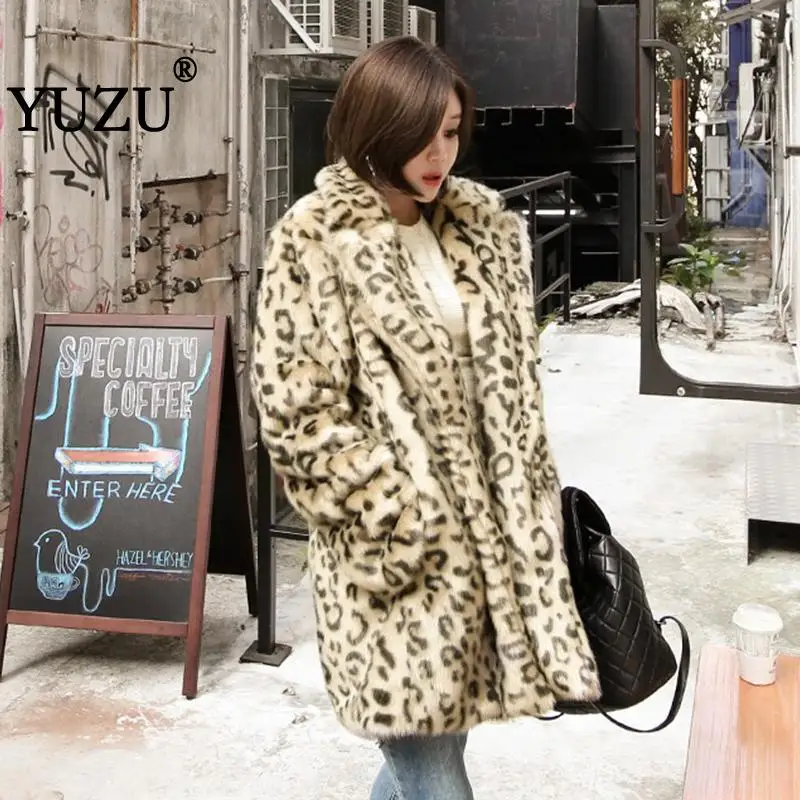 Леопардовое пальто с плюшевым мишкой размера плюс, Зимняя женская длинная куртка с меховой отделкой, утолщенная, мохнатая, свободная, с