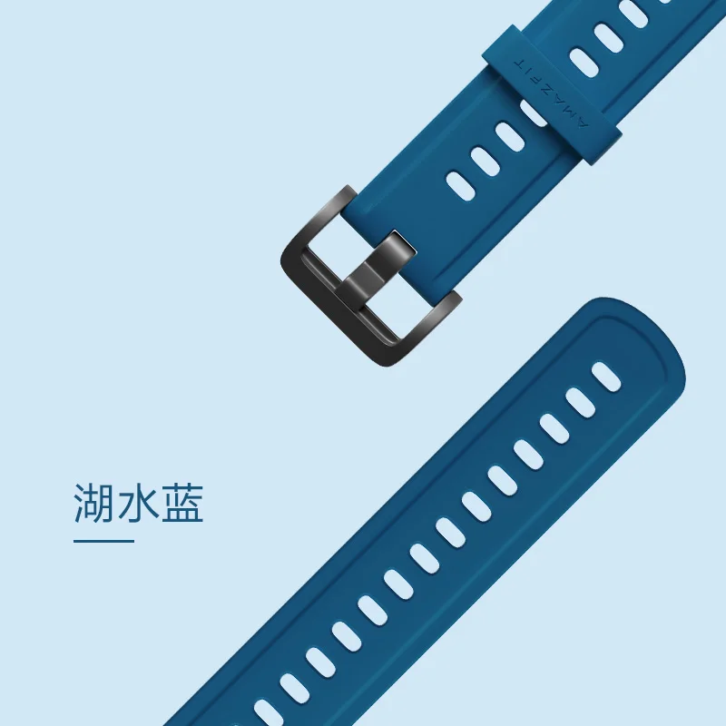 Оригинальные часы с силиконовым ремешком для Xiaomi Huami Amazfit GTR(47 мм и 42 мм) и умные спортивные часы 1 2 2S& Bip Lite - Цвет: Lake blue