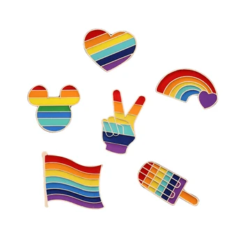 

Creative Rainbow Heart Finger Flag Love is Love Pins Brooches LGBT Design Metal Badges Gay Lesbian Pride Lapel Pin Jewelry Gifts
