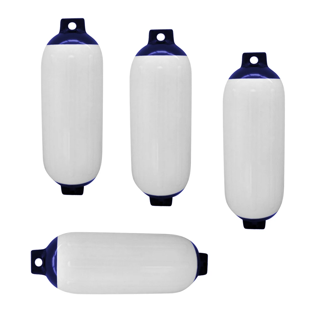 4Pcs Inflatable Boat Fender Cover, 4.5 x 15.5 inch, PVC Bumper Dock Shield Protection White&Blue