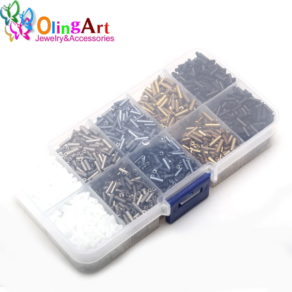 Olingart набор стеклянных стеклярусовых бусин смешанные цвета DIY ожерелье/браслет Изготовление ювелирных изделий для 6x1,8 мм 125 г/кор
