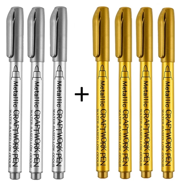 4-8Pcs DIY Metal Waterproof Permanent Paint Marker Pens Gold Silver 1.5mm Craftwork Resin Mold Pen Art painting Student Supplies 3pc Silver 4pc Gold