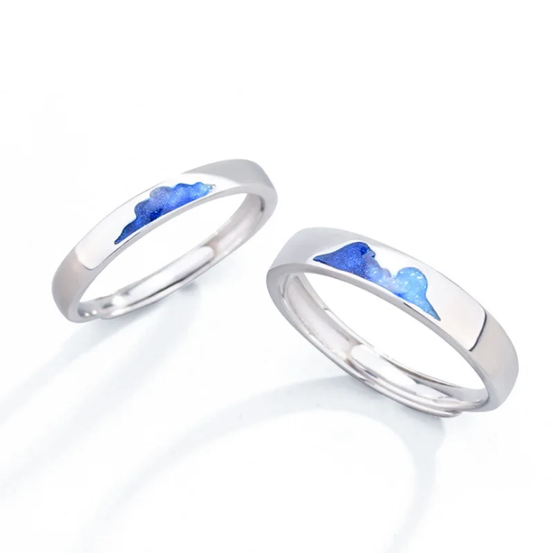 Серебряных пар колец Голубой ледяной горы очарование регулируемое кольцо 925 Айсберг обручальные кольца для мужчин и женщин модные ювелирные изделия