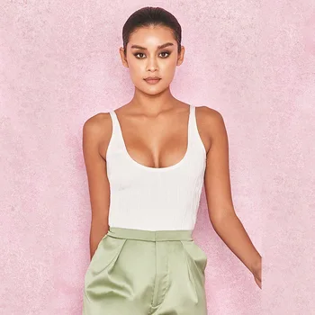 

Ribbed Knitted Sexy Bodysuits Women Black Sleeveless Spring Slim Rompers Womens Jumpsuit Basic Playsuit Womens Tops