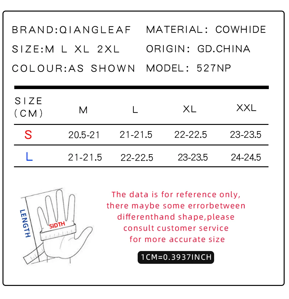 Cowhide Rock Climbing Leather Glove Multipurpose Working Gloves 527NP