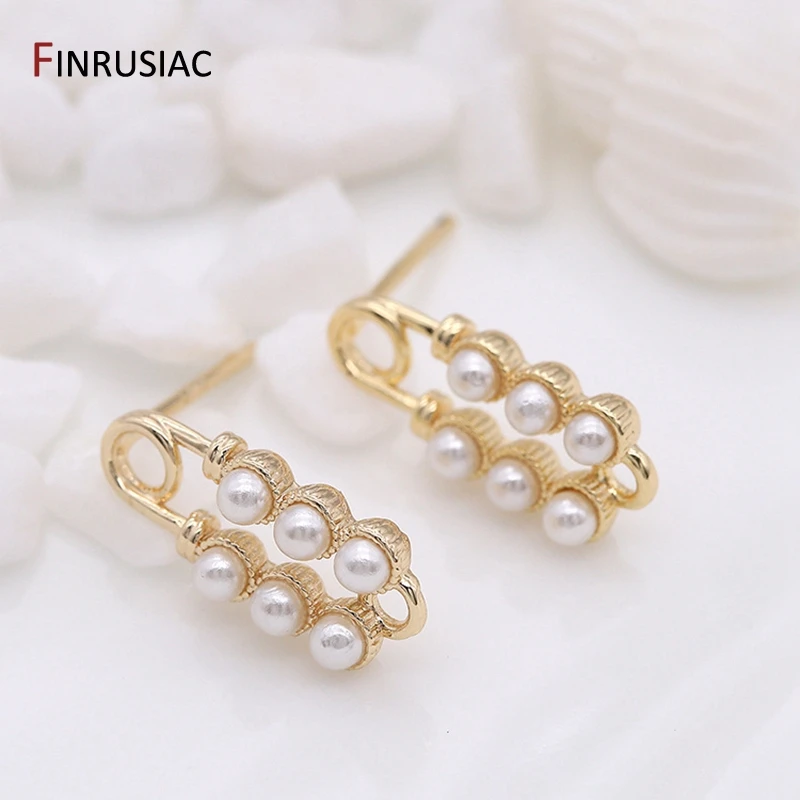 

FINRUSIAC 2020 New Korean Fashion High Quality 14K Gold Plated Pearl Earring Hooks for DIY Jewelry Earrings Findings Accessories