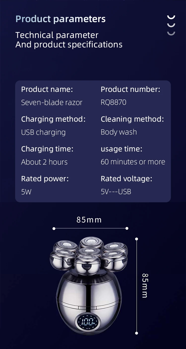 7D Floating Cutter Head Base Charging Portable Electric Shaver Men Beard Trimmer Clipper Skull Shaver Waterproof Shaving Machine 7D Floating Cutter Head Base Charging Portable Electric Shaver Men Beard Trimmer Clipper Skull Shaver Waterproof Shaving Machine