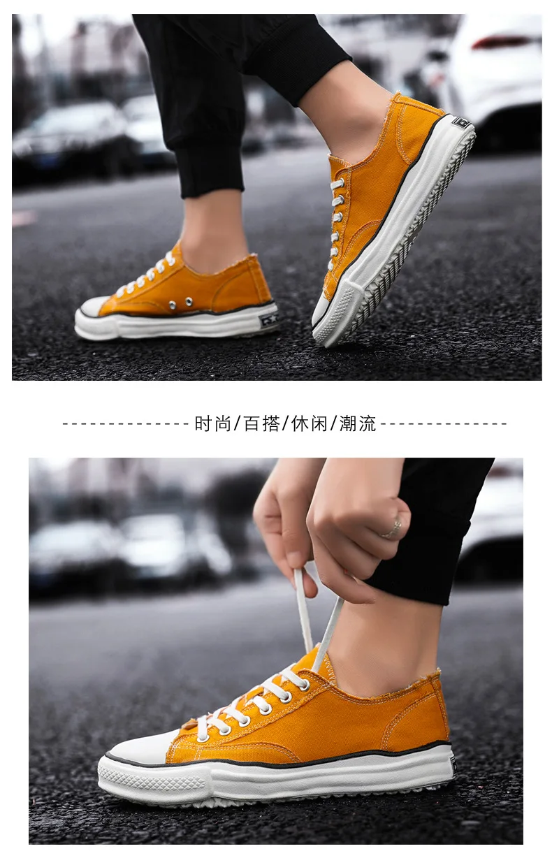 Quanzhou/сезон весна-лето; стиль; Необычные смешанные цвета для мужчин; спортивная обувь; классические Универсальные мужские парусиновые туфли