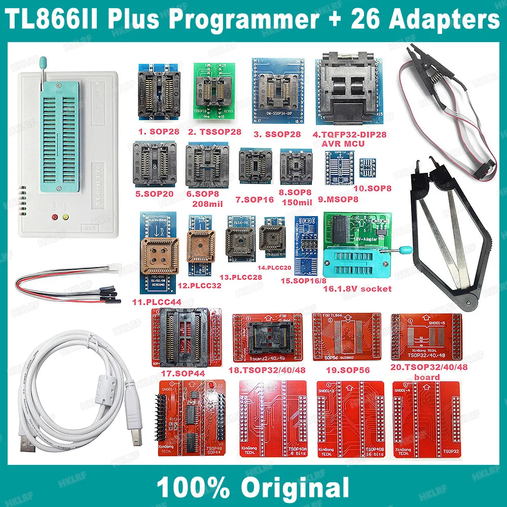 TL866II Plus Универсальный минипро биос программист 27 предметов с BGA48 BGA63 адаптеры TL866