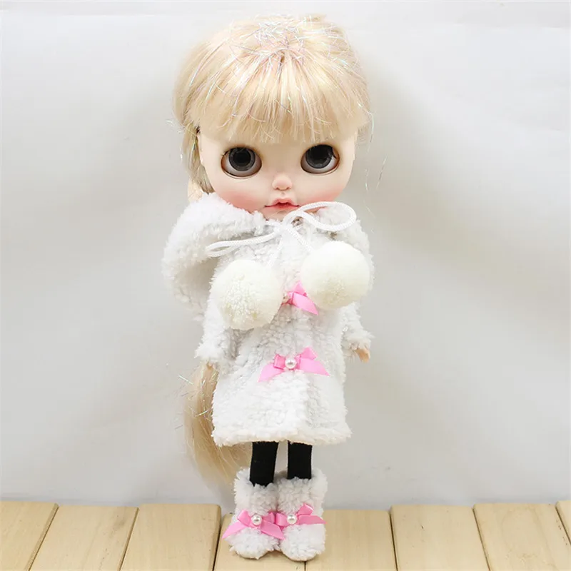 Blyth Кукла Одежда Костюм для Icy Licca зима плюшевое пальто костюм с обувь и черный чулок набор кукла аксессуары