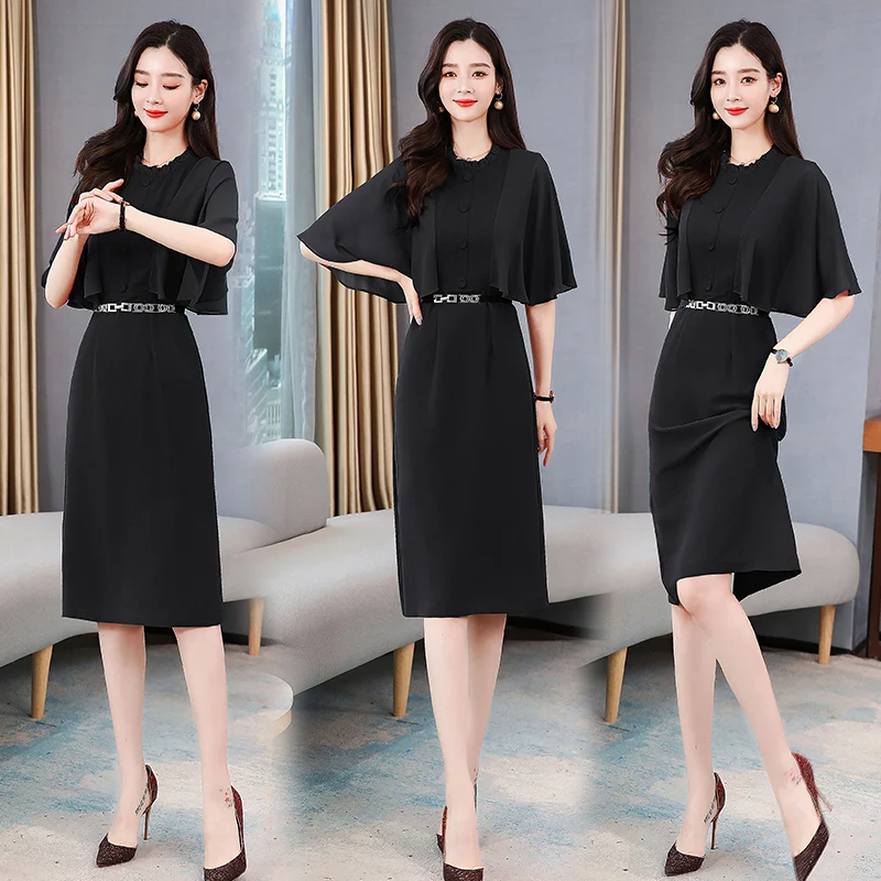 Women Summer Party Dress 2021 New Batwing Sleeve Elegant Office Lady