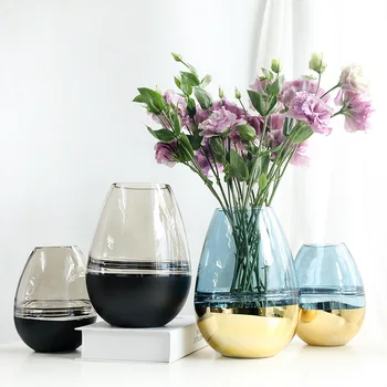 

Nordic Electroplating Water Drop Shape Frosted Transparent Glass Vase Flower Floral Flower Arrangement Home Decoration