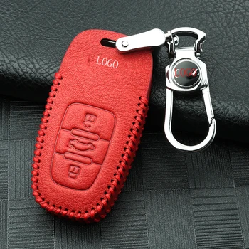 

Car Key Case, for Audi A6l Q3 Q5 Q7 A1 A3 A7 A8 New A4l Car High-end Leather Alloy Buckle Car Key Decoration Accessories