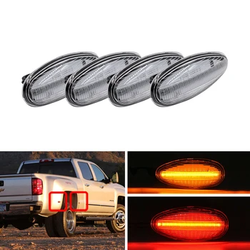 

For Chevrolet Silverado 2500HD 3500HD 01-14 For GMC Sierra 2500HD 3500Hd 99-14 4PCs F&R Amber Red Led Side Marker Lights