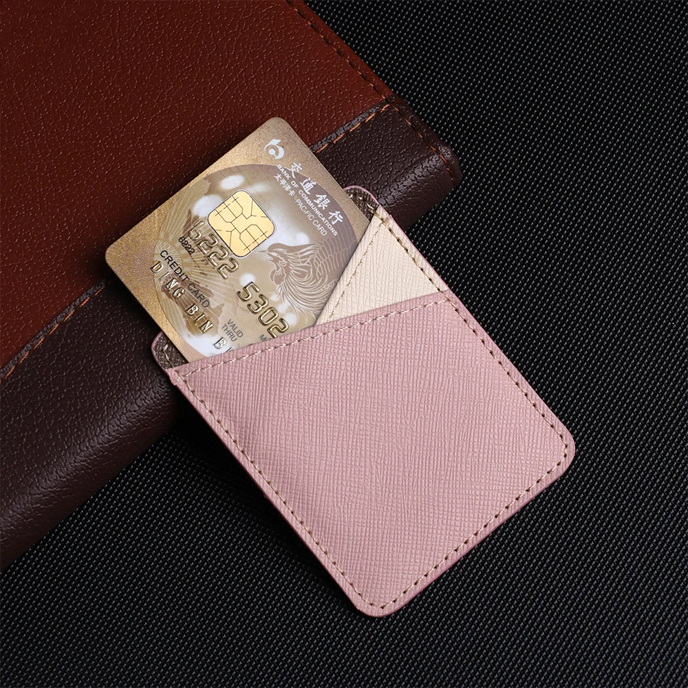 

1PC Solid Color ID Credit Card Holder Mobile Phone Wallet Pocket Elastic Cellphone Pocket Adhesive Sticker Accessory