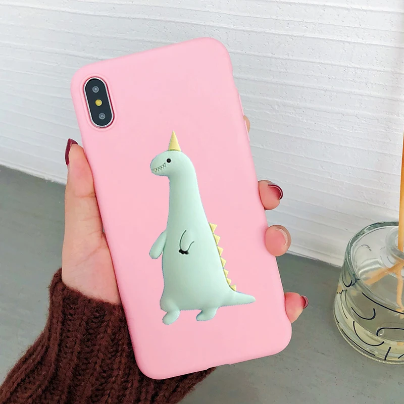 Чехол с 3D рисунком динозавра цыпленка конфет для Xiao mi A1 A2 Lite A3 mi 5X6X8 Lite 9 SE 9T Pro Coque Chicken Funda мягкий чехол из ТПУ - Цвет: Dinosaur Pink