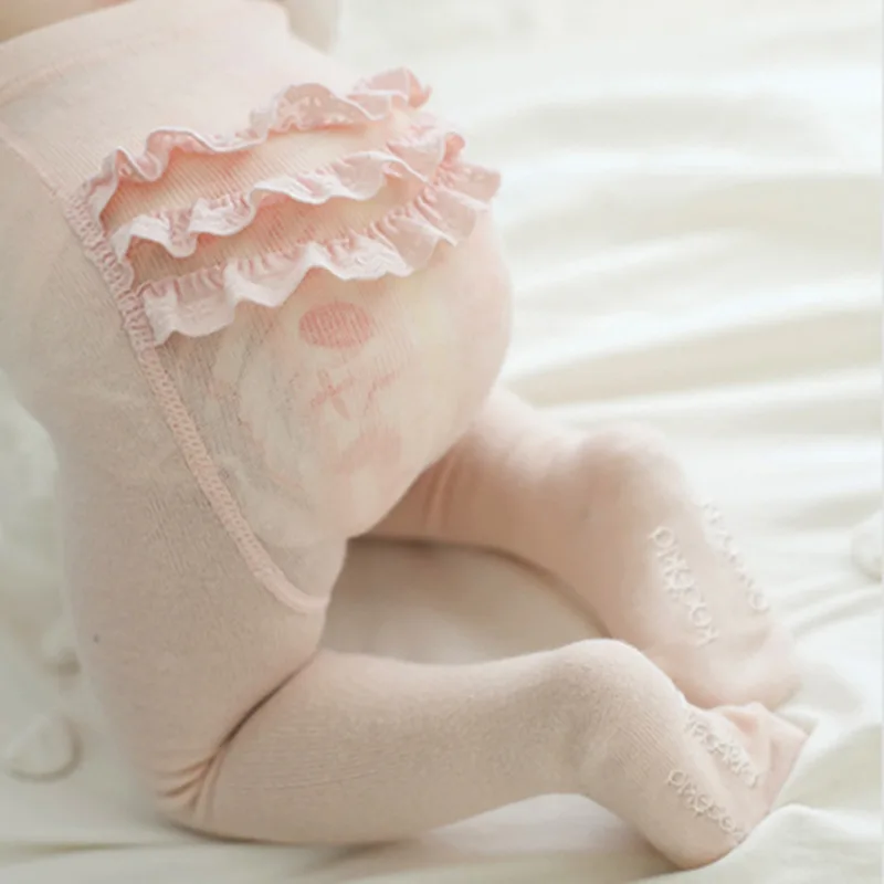 

2019 New Baby Girls Clothing Baby Tights Lace Pantyhose Cute Girl Non-slip Cotton Tights