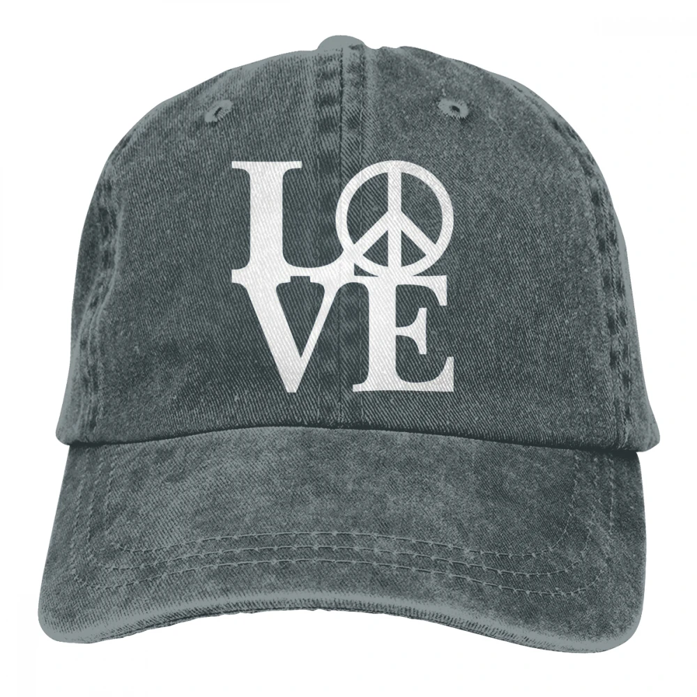Love Peace Casquette черные унисекс Мужские Женские джинсовые бейсболка с ремешком кепки Регулируемая шляпа для гольфа папа