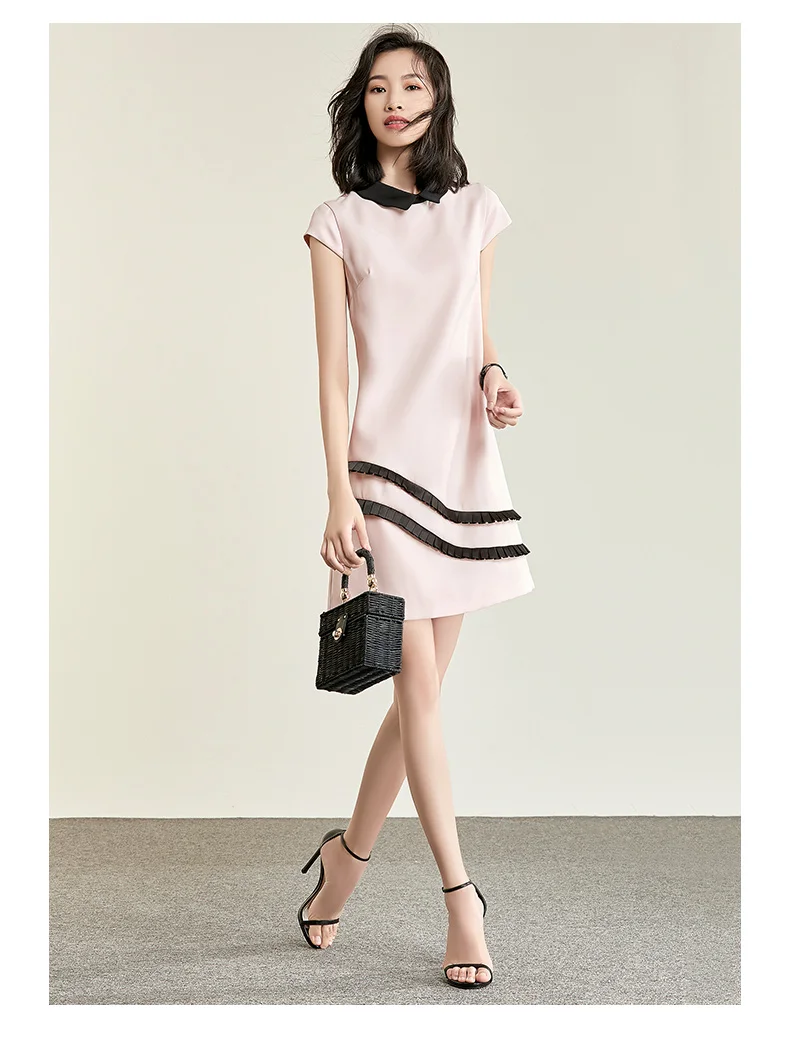 

The new 2019 summer pink dress super fairy sweet short-sleeved loose a-line dress