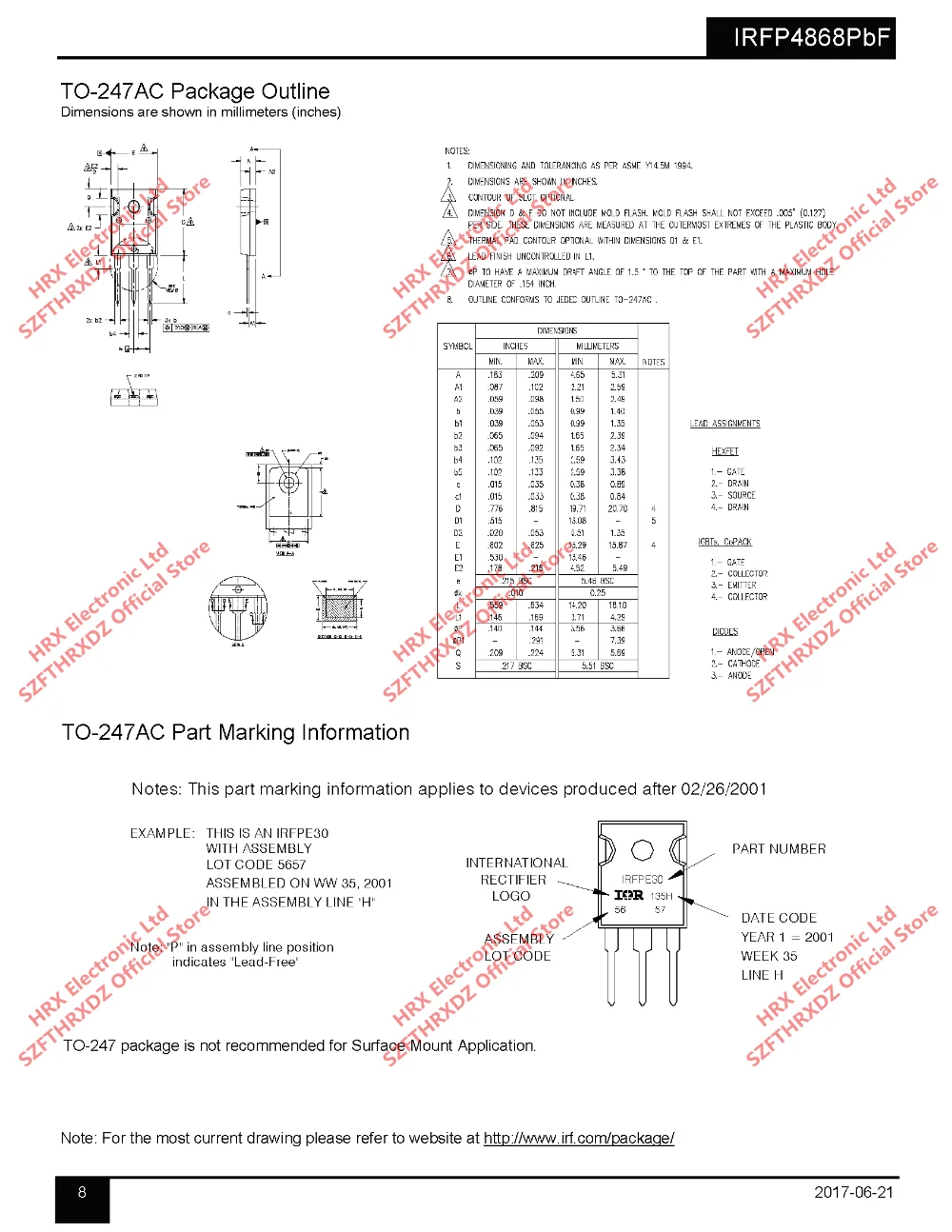 IRFP4868PBF TO-247 IRFP4868 TO247 MOSFET 300 V, 70A, 32 mOhm 180 nC Qg, TO-247AC 25 шт/трубка(25 шт