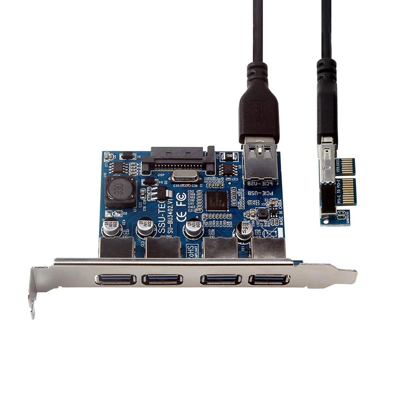 Четыре порта Usb 3,0 Супер быстрая 5 Гбит/с Pci-E Плата расширения Pci Express адаптер конвертер карта блок питания для настольного ПК