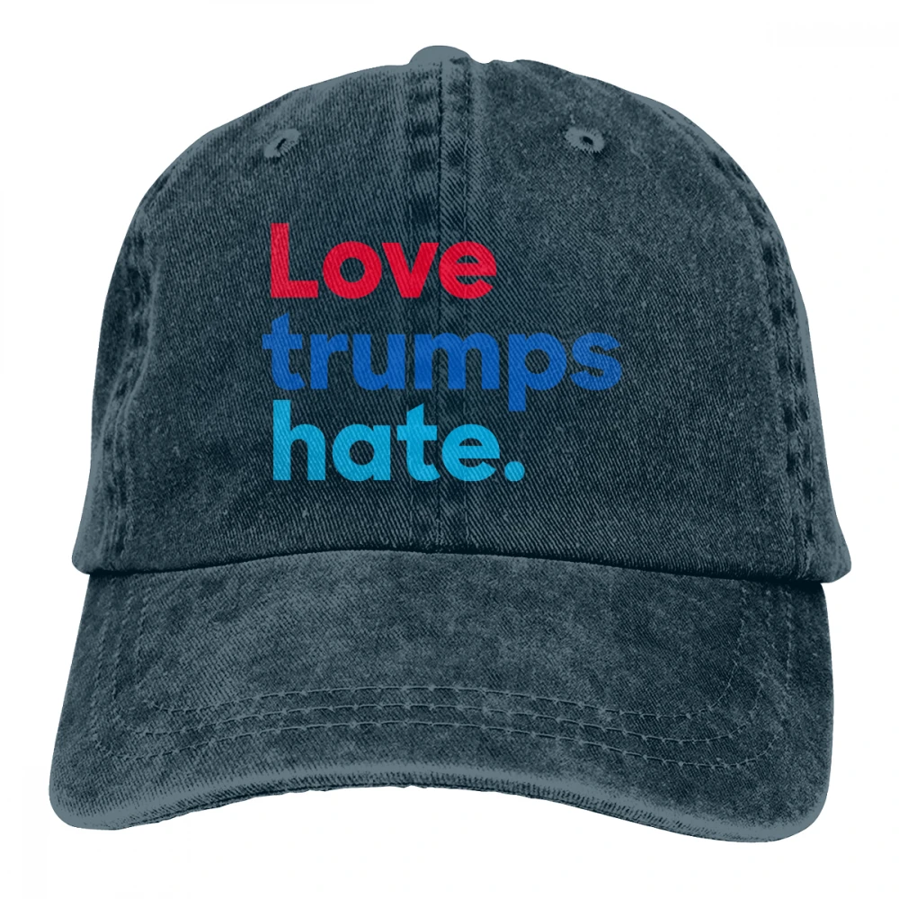 Love Trumps Hate Casquette черные унисекс Мужские Женские джинсовые бейсболка с ремешком кепки Регулируемая шляпа для гольфа папа