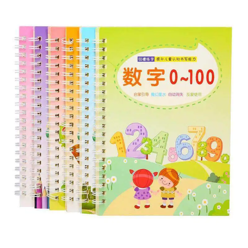 6 libros/Set 3D ranura reutilizable niños cuaderno para caligrafía mano práctica de la escritura de libro para niños artística de bebé libro libros