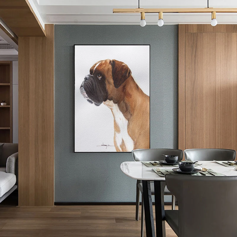 

Cute Bulldog Canvas Printing Poster,Modern Animal Painting Wall Pictures For Living Room Cartoon Animal Art Cuadros Home Decor
