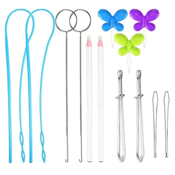 

13 Pieces Sewing Tool Kit, Include Threader, Sewing Loop Turner, Drawstring Threader, Metal Tweezers and Sewing Pen