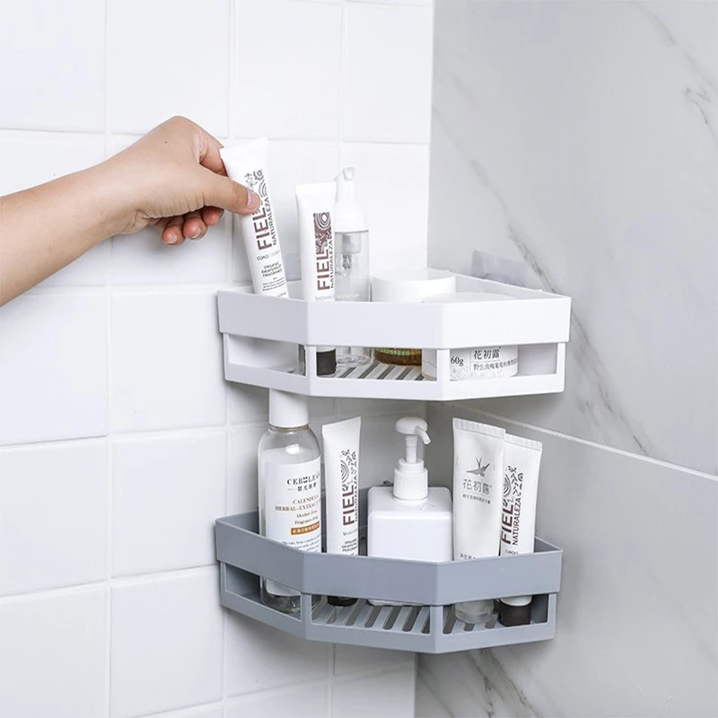 New Traceless Triangle Bathroom Shelves Shower Corner Shelf Shampoo