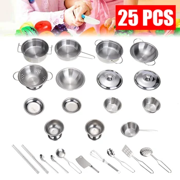 

25pcs/Lot Mini Tableware Toy Set Fork Pot Kitchen Set Food Toys Accessories Pretend Play Toy for Baby Girls Boys