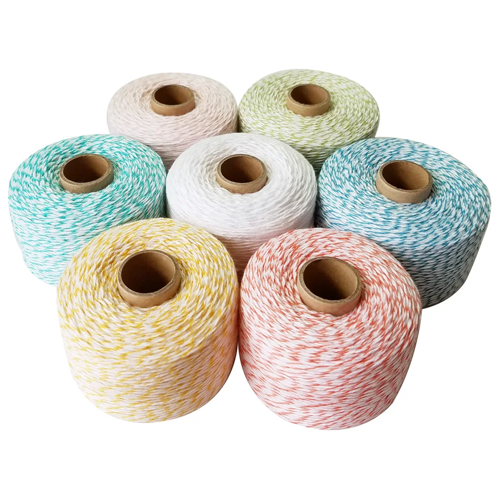 Colourful 200m/roll 100% Cotton cords twine thin rope string thread for decoration gift pack DIY