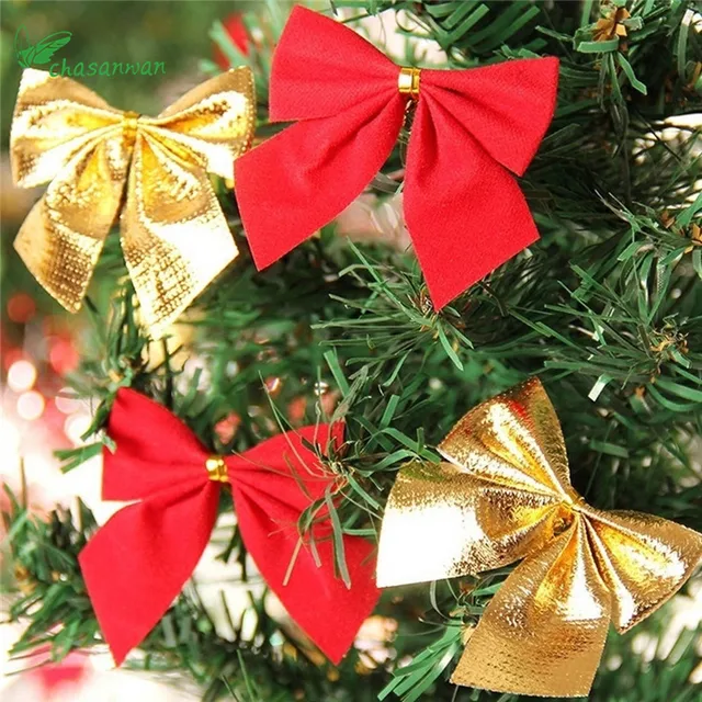 12 Pcs 5cm Gold Silver Red Christmas Decorations for Home 2