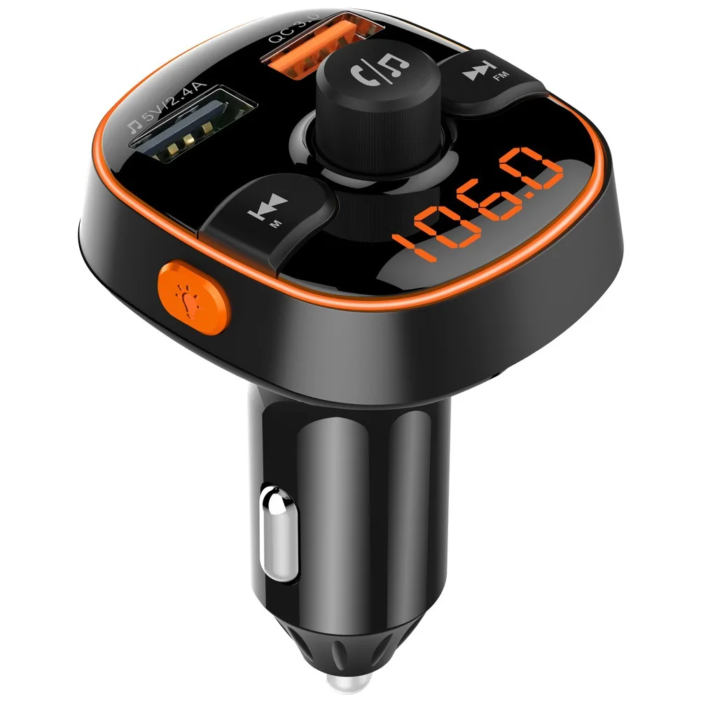Bluetooth FM передатчик модулятор Автомобильный комплект MP3 плеер QC3.0 двойной USB Автомобильное зарядное устройство TF карта Музыка Воспроизведение атмосфера светильник