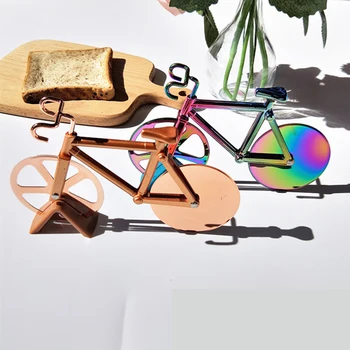 

Newly Stainless Steel Bicycle Pizza Grater Cutting Pizza Cutter Wheel with Holder Professional Kitchen Aid TE889