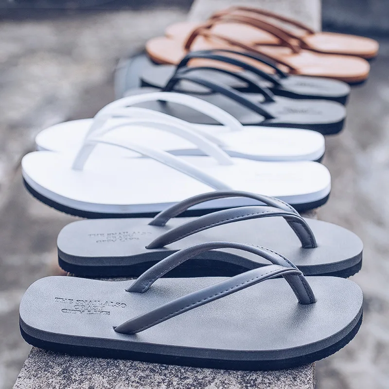 35-44 Mens Slippers Male Summer Flip Flops Flip Flops Outside Low Heel Beach Anti-slippery Couple Light Man Shoes H15