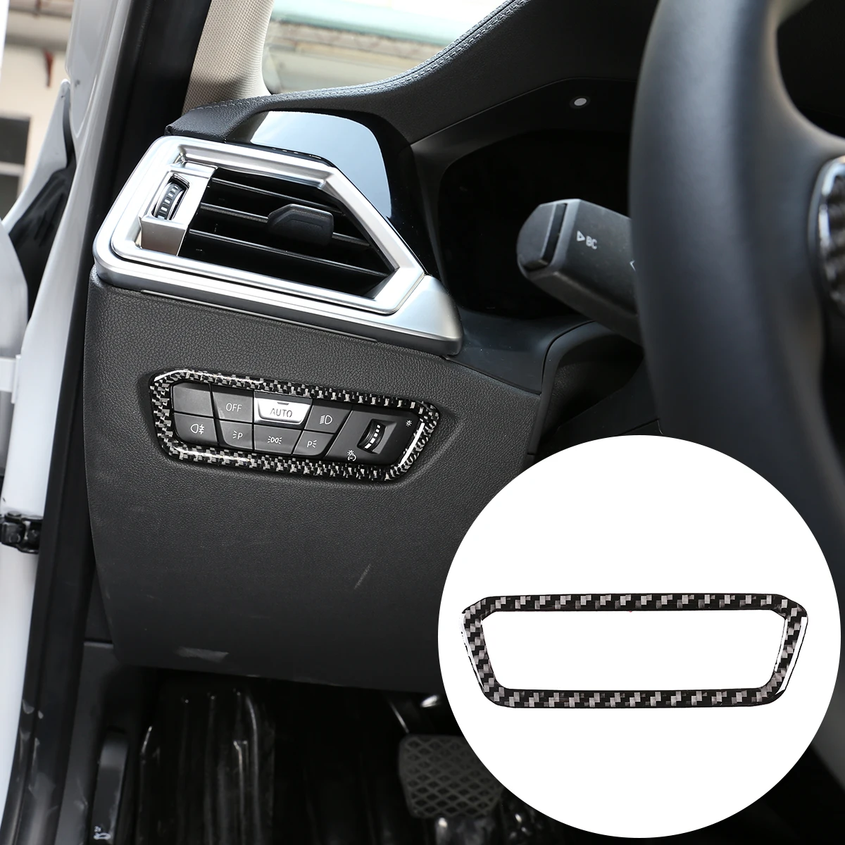 

Car Styling Car Headlight Frame For Toyota GR Supra A90 19-22 3D Carbon Fiber Headlight Switch Frame Cover Trim Car Accessories